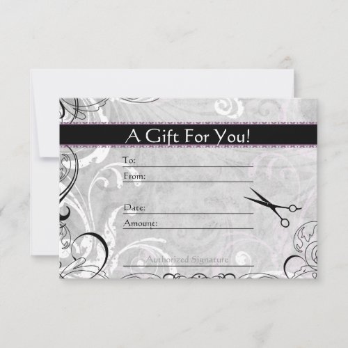 Upscale Swirls and Fluers Salon Gift Card Announcements
