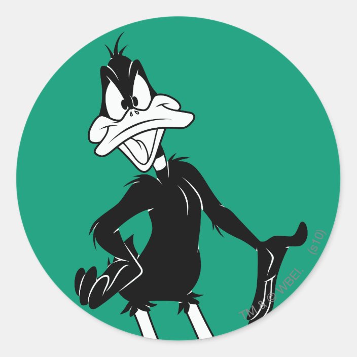 Upset DAFFY DUCK™ Classic Round Sticker | Zazzle.com