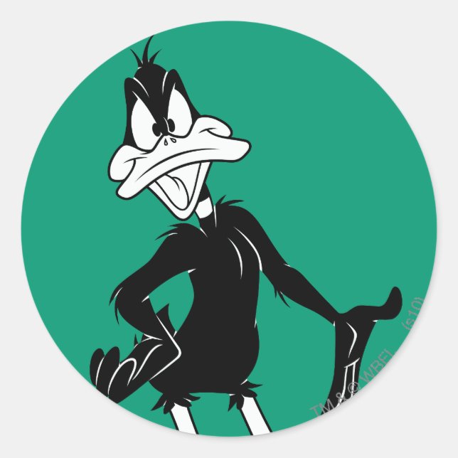 Upset DAFFY DUCK™ Classic Round Sticker (Front)