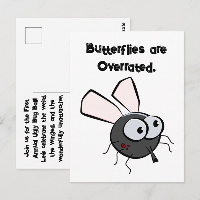 Upset Mosquito Thinks He's Cute Funny Bug Cartoon Postcard (Front/Back)