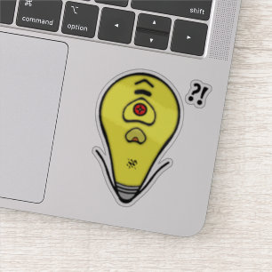 Upset yellow light bulb v1 sticker