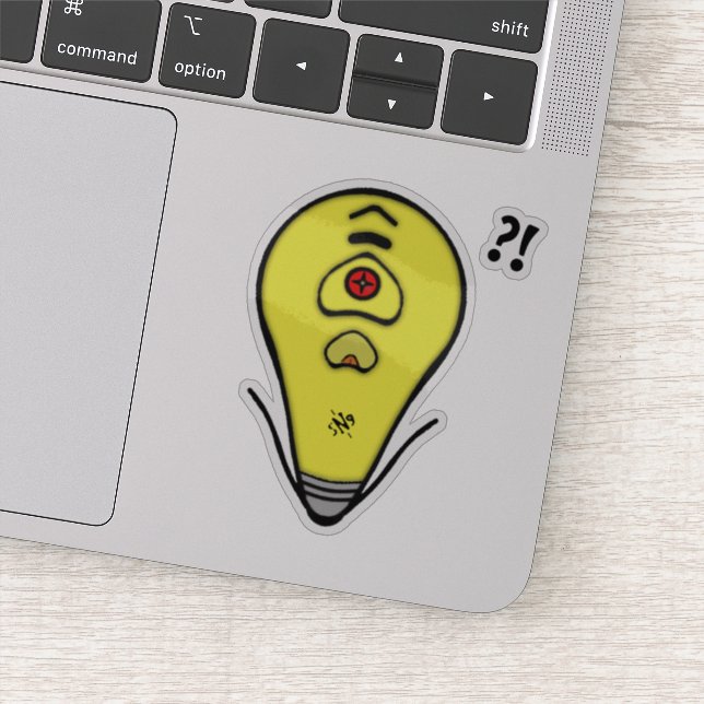 Upset yellow light bulb v1 sticker (Detail)