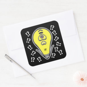 Upset yellow light bulb v2.1 square sticker