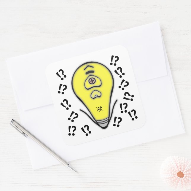 Upset yellow light bulb v2 square sticker (Envelope)