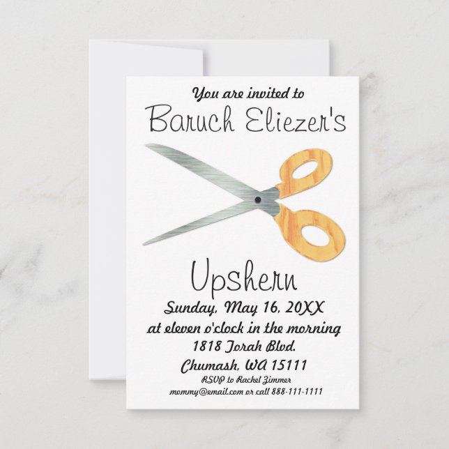 Upshernish Invitation Upshern Upsherin Invitations (Front)