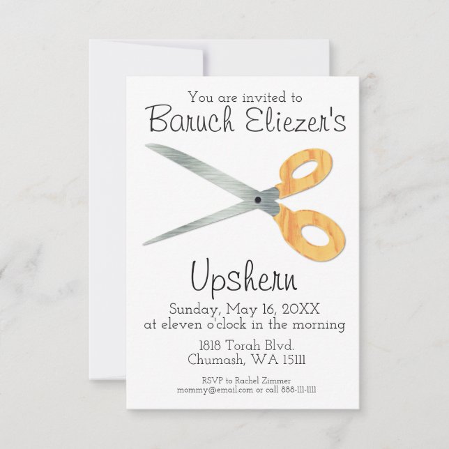 Upshernish Invitation Upshern Upsherin Invitations (Front)