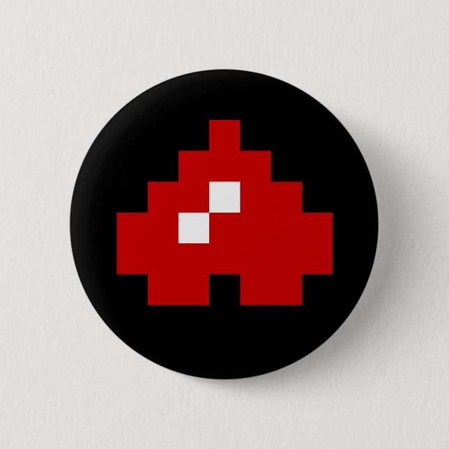 Upside Down 8 Bit Pixel Heart Button (Front)