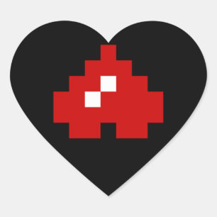 Upside Down 8 Bit Pixel Heart Heart Sticker