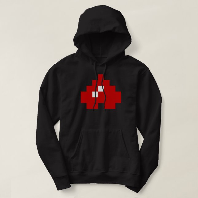 Upside Down 8 Bit Pixel Heart Hoodie (Design Front)