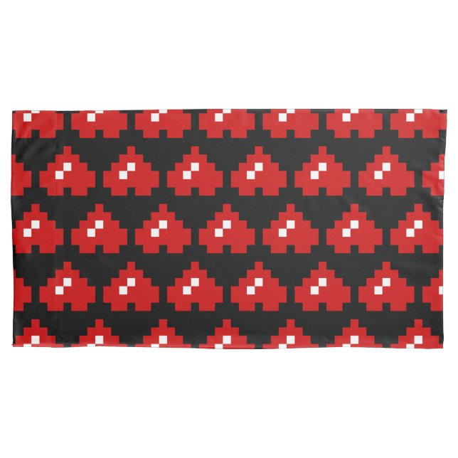 Upside Down 8 Bit Pixel Heart Pillow Case (Front-Left)