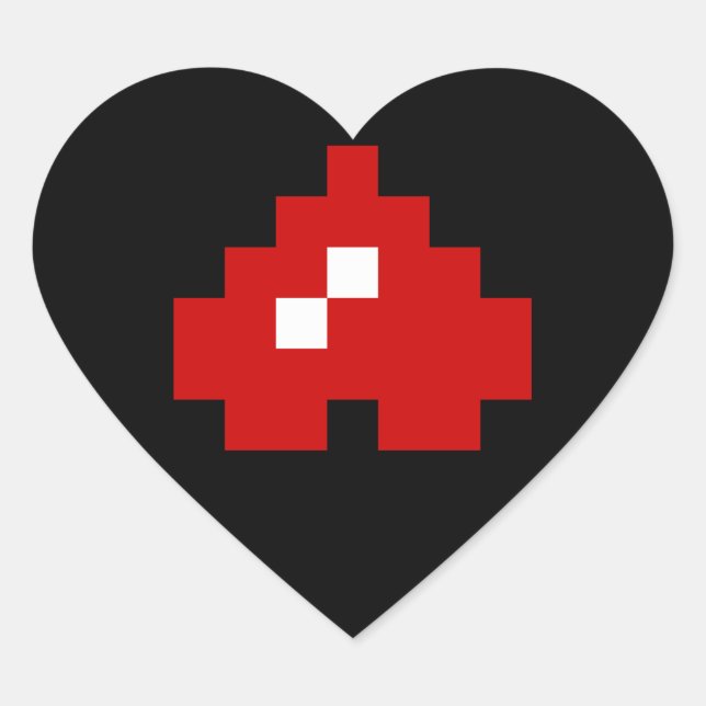 Upside Down 8 Bit Pixel Heart Sticker (Front)