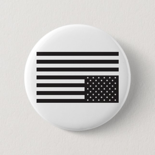 Upside Down American Flag in Black. Pinback Button (Front)