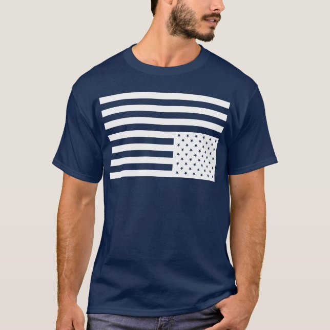 Upside Down American Flag in Black. T-Shirt (Front)