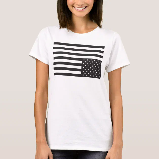 Upside Down American Flag in Black. T-Shirt | Zazzle