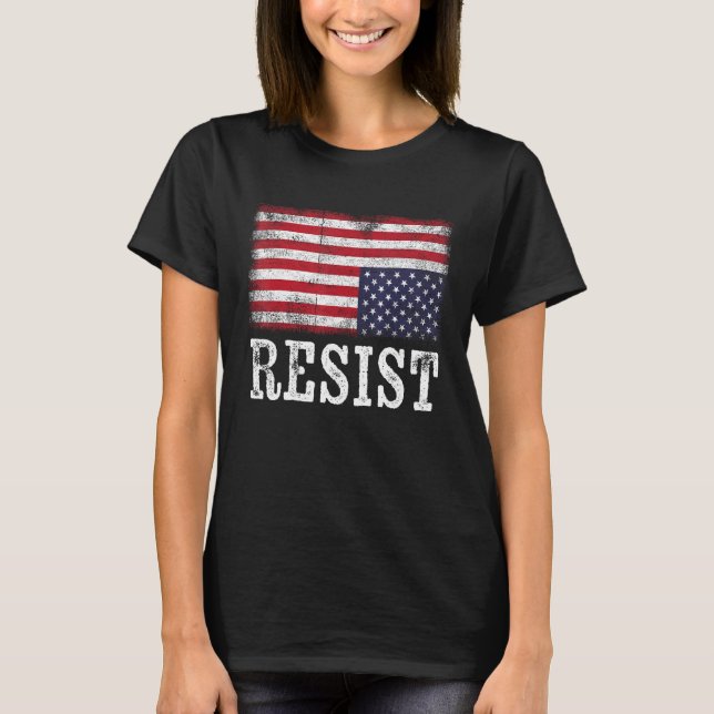Upside Down American Flag Resist Distress United S T-Shirt (Front)