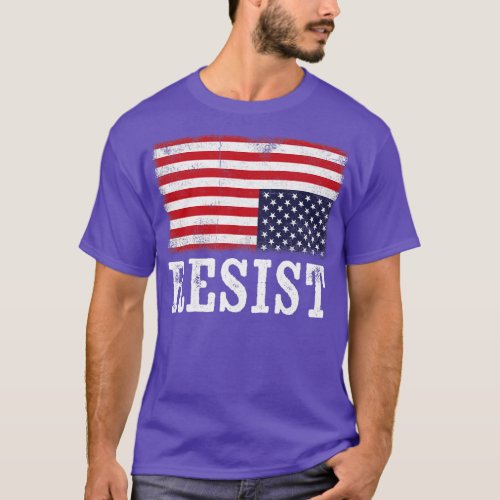 Upside Down American Flag Resist Distress United S T_Shirt