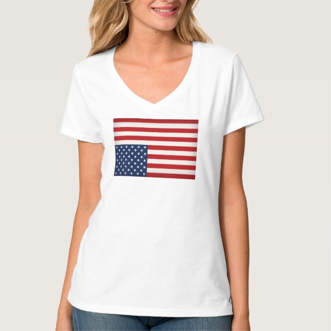 Upside Down American Flag to Protest Trump T-Shirt (Front)