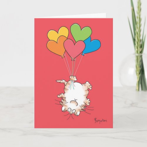 UPSIDE_DOWN CAT Valentines by Boynton Holiday Card