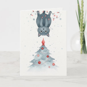 Upside-Down Christmas Kitten Card