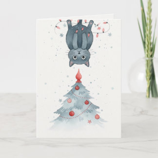 Upside-Down Christmas Kitten Card