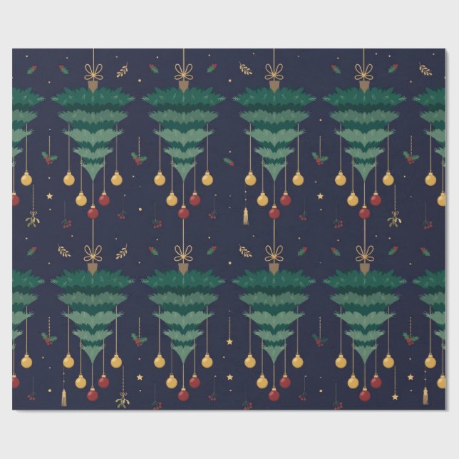 Upside-Down Christmas Tree Wrapping Paper (Flat)