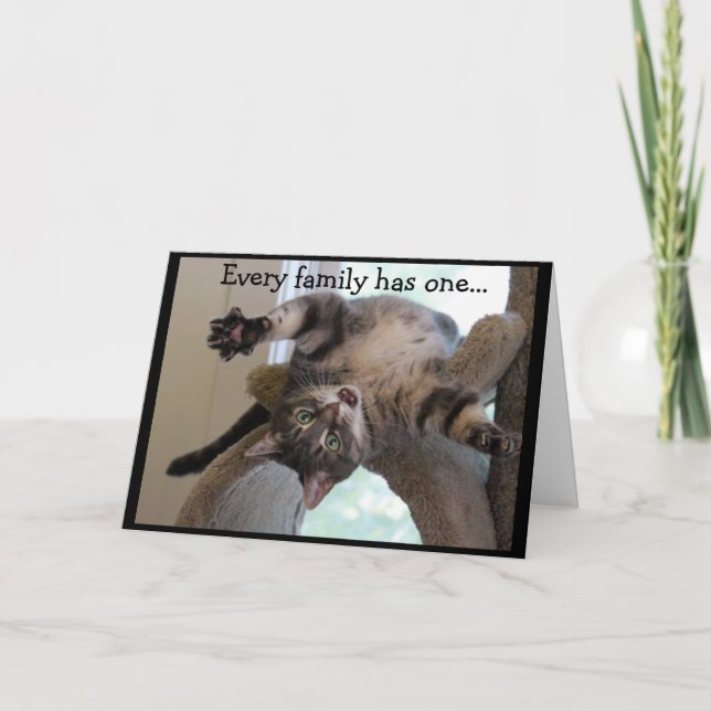 Upside Down Crazy Cat Card (Front)