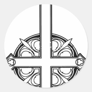 Upside Down Cross Pattern Classic Round Sticker