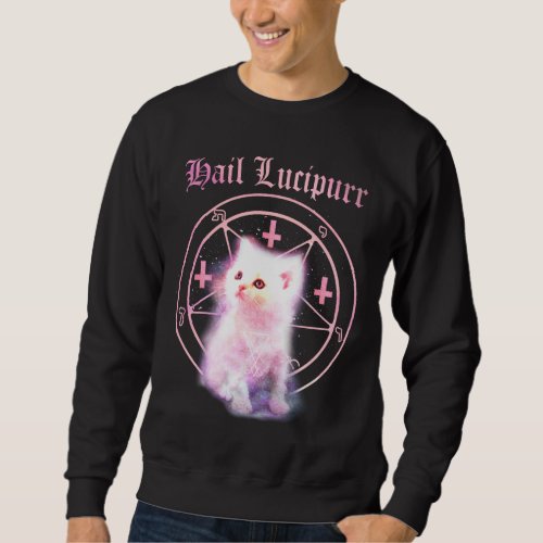 Upside Down Crosses  Pentagram Kitten Sweatshirt