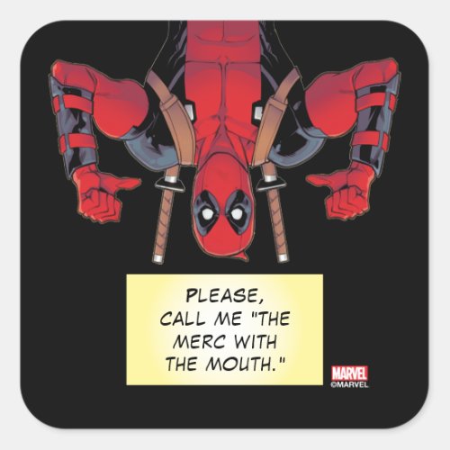 Upside_Down Deadpool Pointing To Self Square Sticker