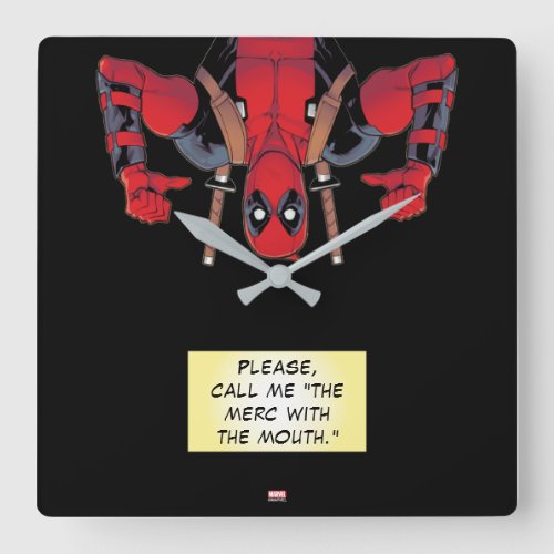 Upside_Down Deadpool Pointing To Self Square Wall Clock