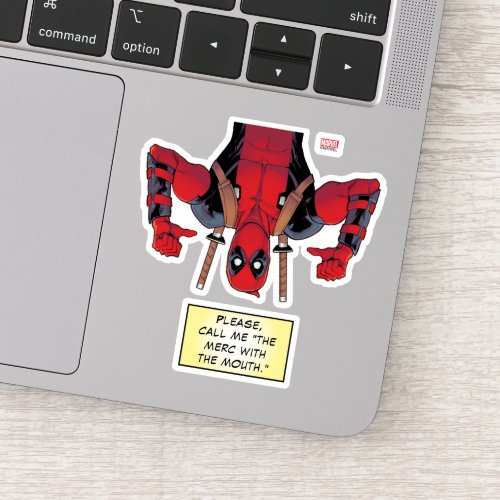 Upside_Down Deadpool Pointing To Self Sticker