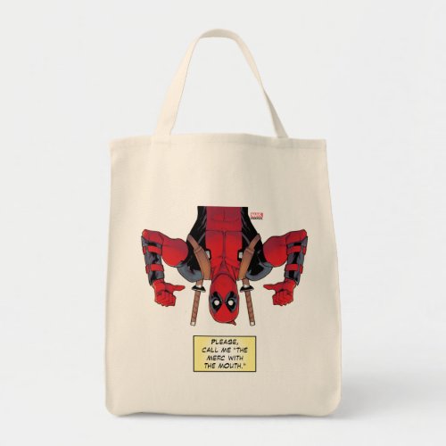 Upside_Down Deadpool Pointing To Self Tote Bag