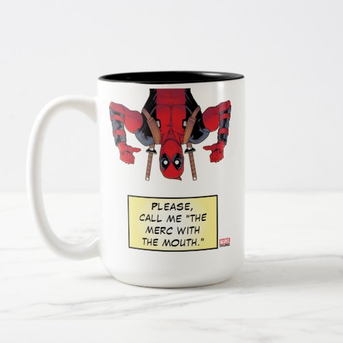 Upside_Down Deadpool Pointing To Self Two_Tone Coffee Mug