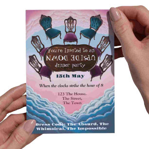 upside down dinner party, Modern Surrealism Invitation