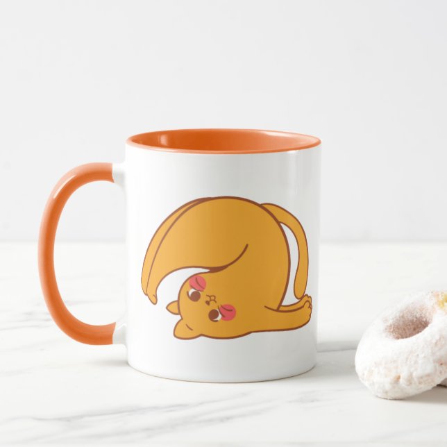 Upside down feline mug (With Donut)