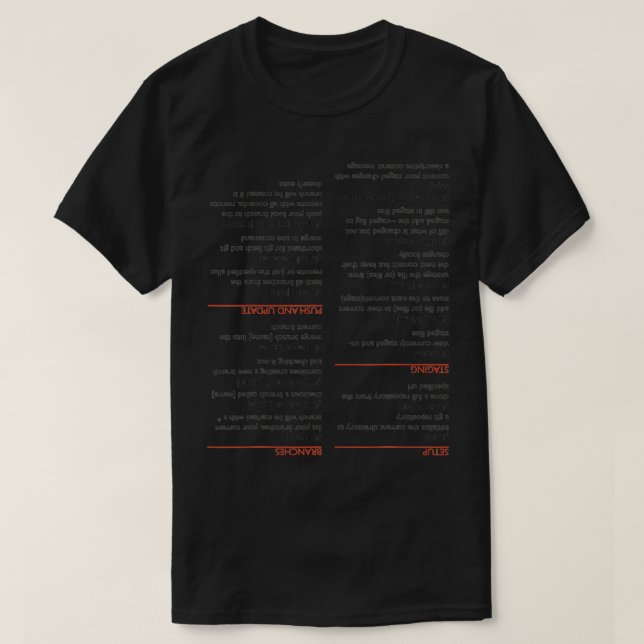 Upside down git cheat sheet  T-Shirt (Design Front)