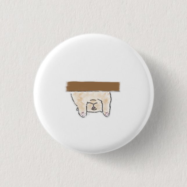 Upside Down Hanging Beige Cat Personalized Gift Button (Front)