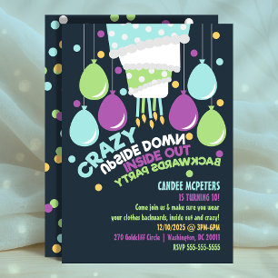 Upside Down Inside Out Backwards Party Invitation