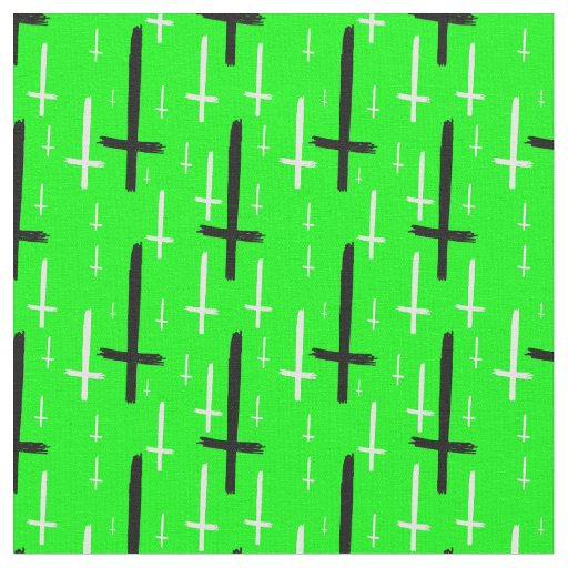 upside down inverted cross acid green black fabric