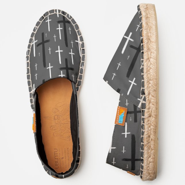 upside down inverted cross grey gray black espadrilles (Side)