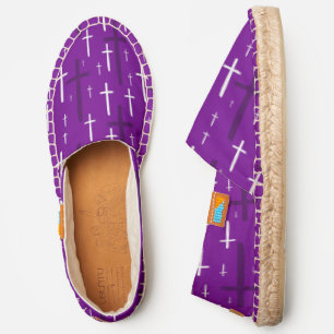 upside down inverted cross purple espadrilles