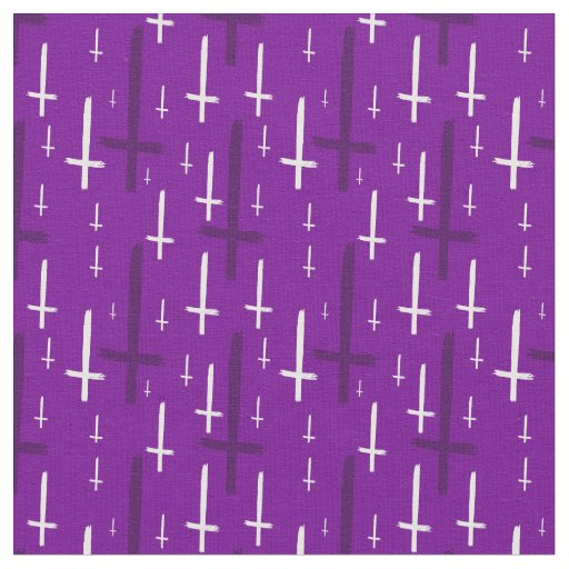 upside down inverted cross purple fabric
