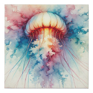 Upside Down Jellyfish 050824AREF123 - Watercolor Faux Canvas Print