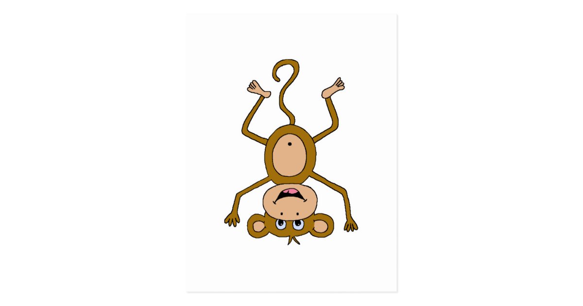 upside down monkey postcard | Zazzle