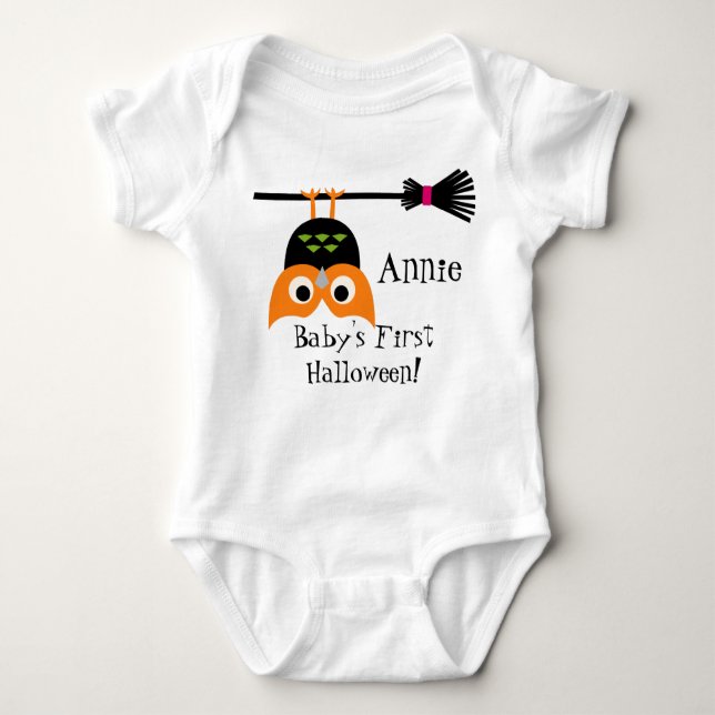 Upside Down Owl Halloween Baby Bodysuit (Front)