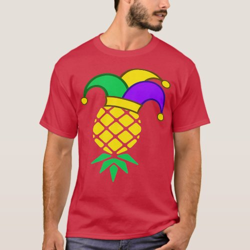 Upside Down Pineapple Mardi Gras Swingers Fat Tue T_Shirt