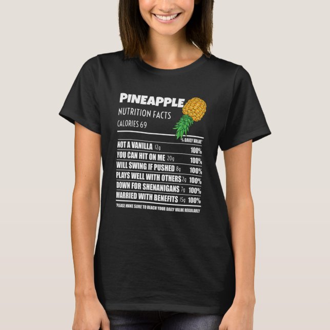 Upside Down Pineapple Pineapple Nutrition Facts Sw T-Shirt (Front)