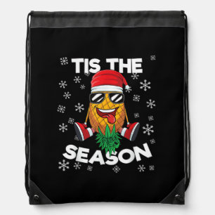 Upside Down Pineapple Santa Tis Season Christmas S Drawstring Bag