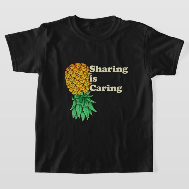 Upside Down Pineapple Sharing Caring Funny Swinger T-Shirt (Laydown)