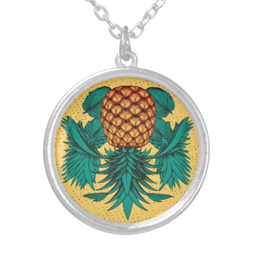 Upside down pineapple silver plated necklace